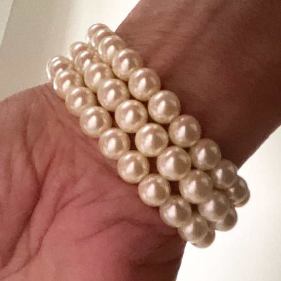 FAUX PEARL AND RHINESTONE NECKLACE AND MATCHING BRACELET VINTAGE - Picture 11 of 11